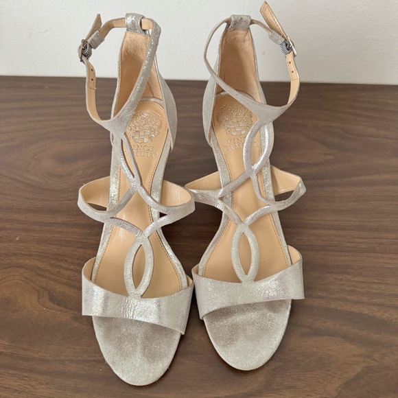 Vince Camuto Metallic Silver Strappy Heels - Picture 3 of 6